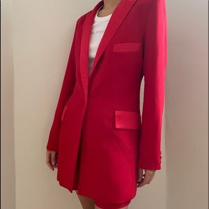 Red blazer. With satin detail on lapel, pockets & buttons